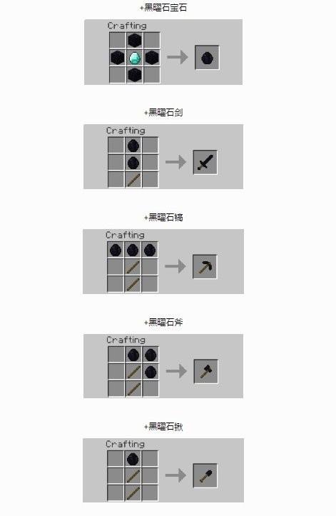 我的世界1.8绿宝石＆黑曜石武器怎么合成