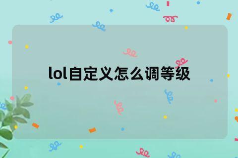 lol自定义等级设置